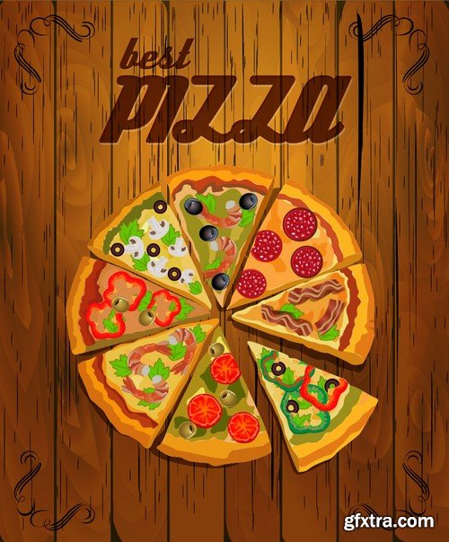 Stock Vectors - Pizza 3, 25xEPS