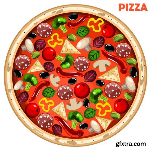 Stock Vectors - Pizza 3, 25xEPS