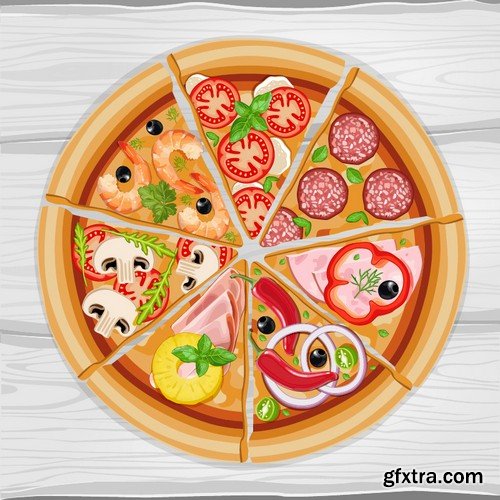 Stock Vectors - Pizza 3, 25xEPS