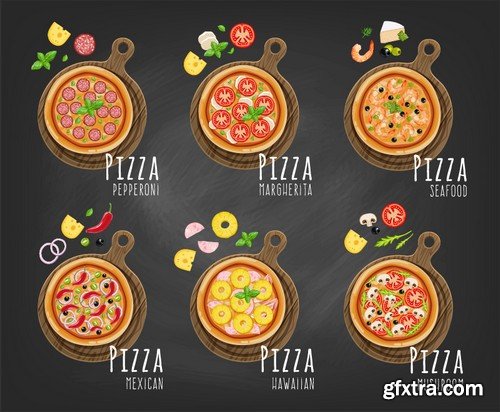 Stock Vectors - Pizza 3, 25xEPS