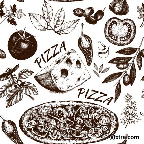 Stock Vectors - Pizza 3, 25xEPS