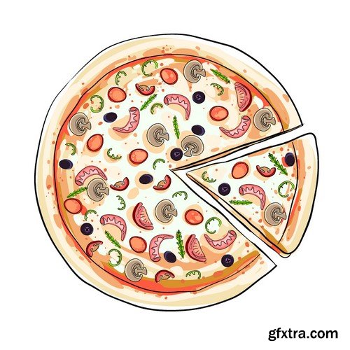 Stock Vectors - Pizza 3, 25xEPS