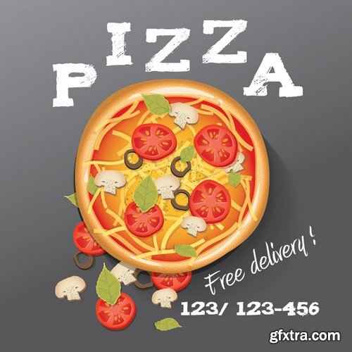 Stock Vectors - Pizza 3, 25xEPS