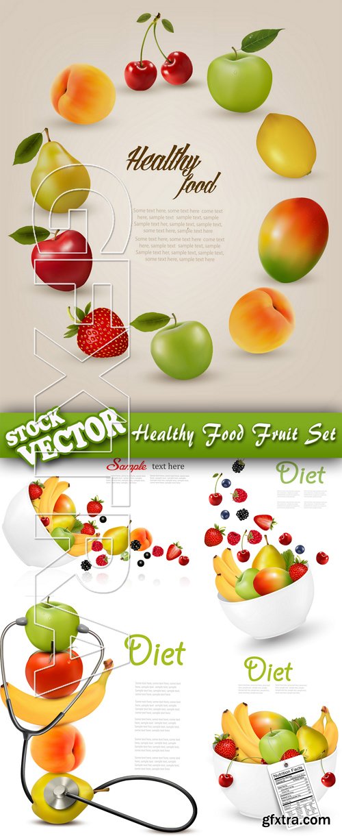 Stock Vector - Healthy Food Fruit Set