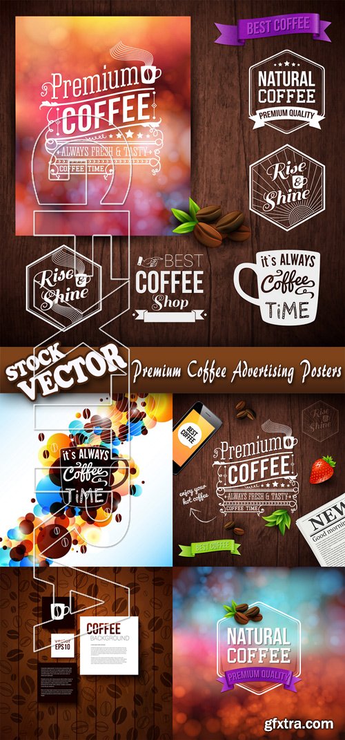 Stock Vector - Premium Coffee Advertising Posters