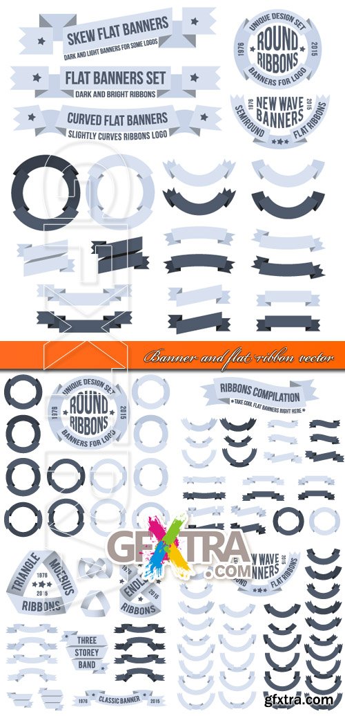 Banner and flat ribbon vector