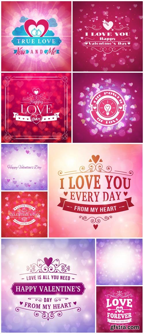 Valentine's Day Backgrounds, Banners, Hearts #11, 10xEPS