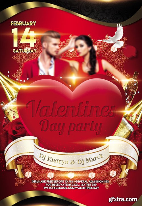 Valentines Day Party 2 Flyer PSD Template