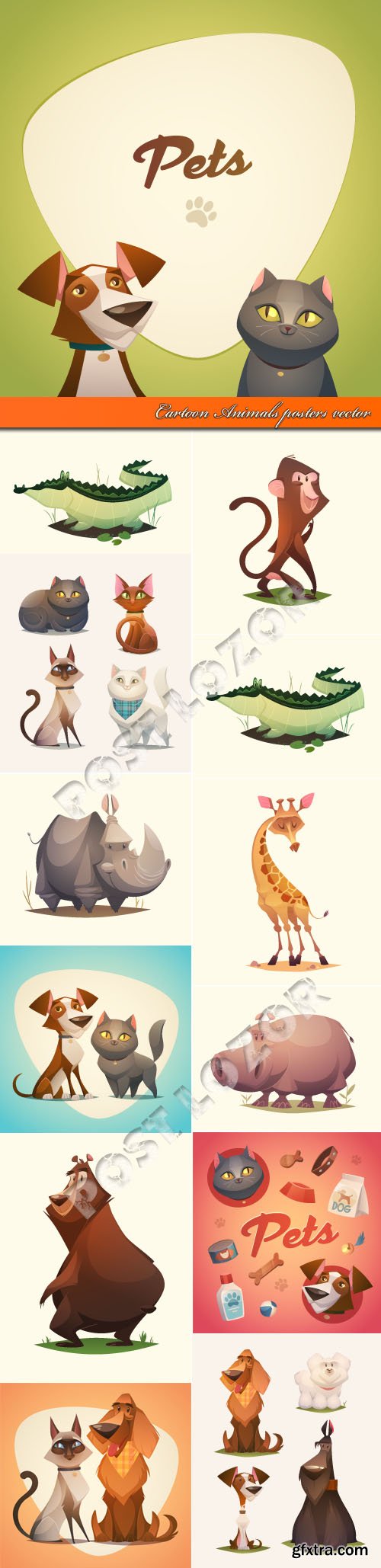 Cartoon Animals posters vector