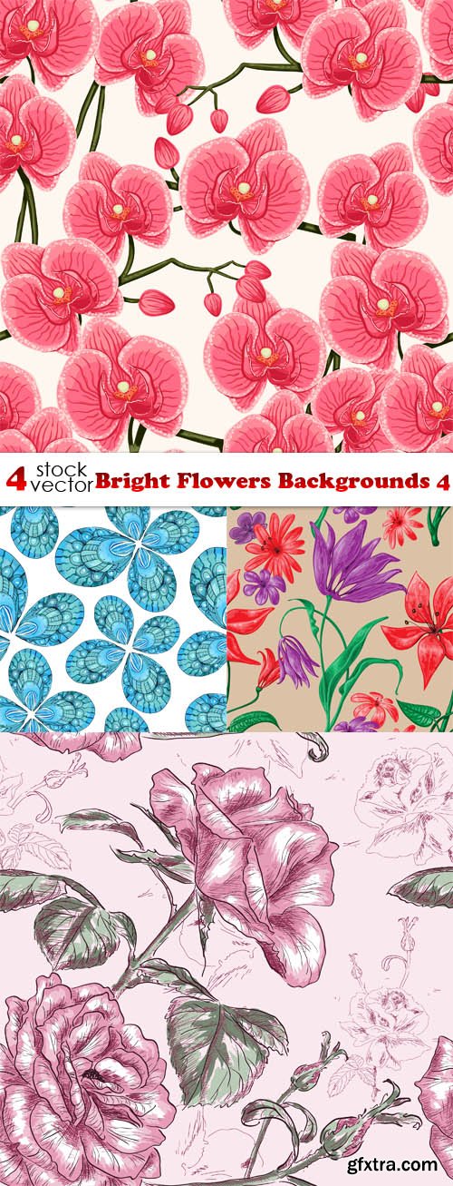 Vectors - Bright Flowers Backgrounds 4