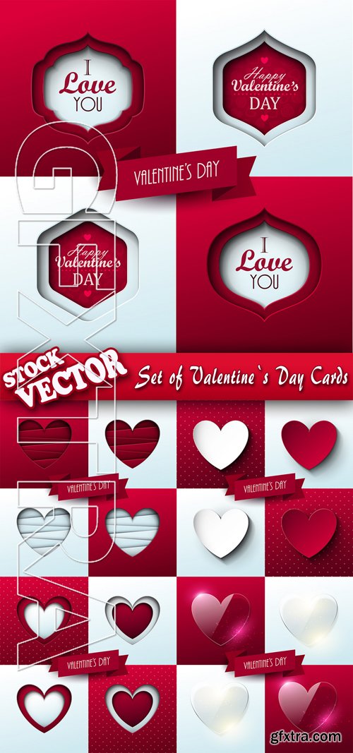 Stock Vector - Set of Valentine`s Day Cards