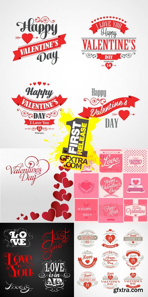 Vector - Happy Valentines Day Lettering Card