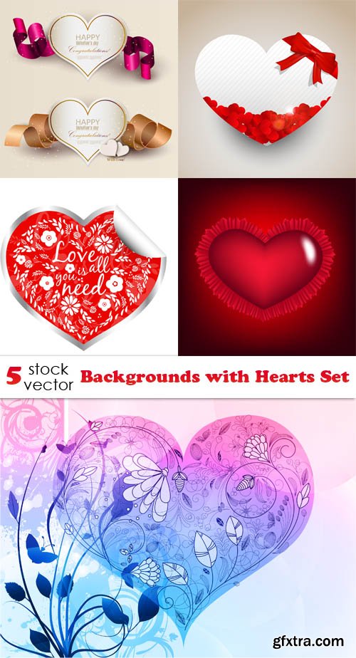 Vectors - Backgrounds with Hearts Set