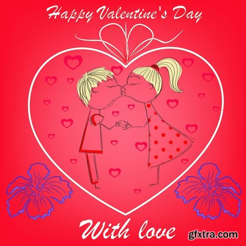 Greeting cards for Valentine's Day with love themes and hearts - 25 Eps