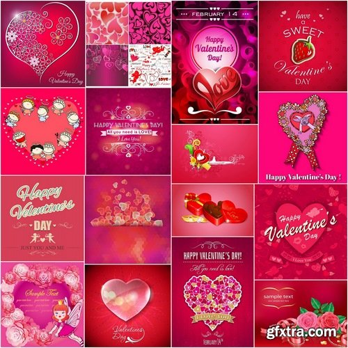 Greeting cards for Valentine's Day with love themes and hearts - 25 Eps