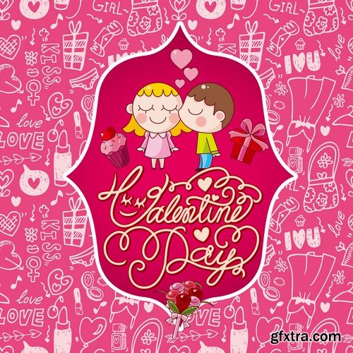 Greeting cards for Valentine's Day with love themes and hearts - 25 Eps