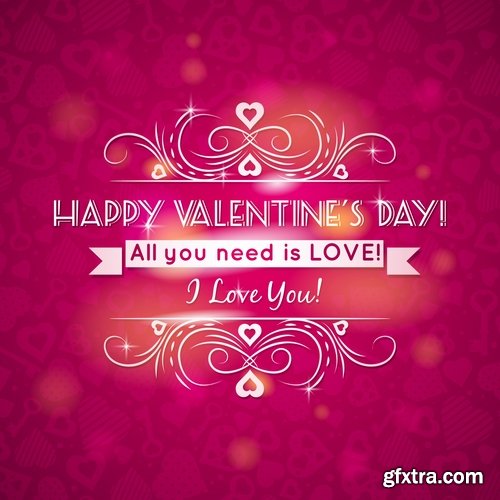 Greeting cards for Valentine's Day with love themes and hearts - 25 Eps