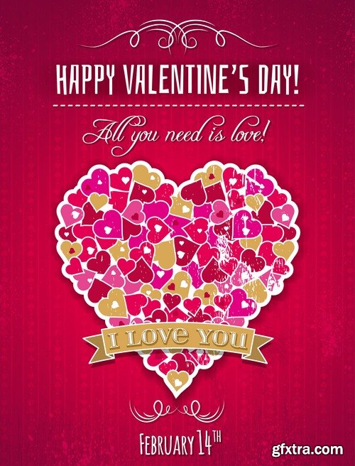 Greeting cards for Valentine's Day with love themes and hearts - 25 Eps