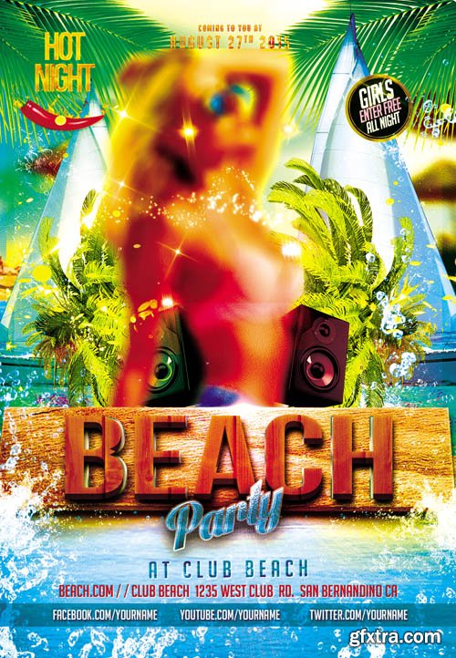 Beach Party Flyer PSD Template