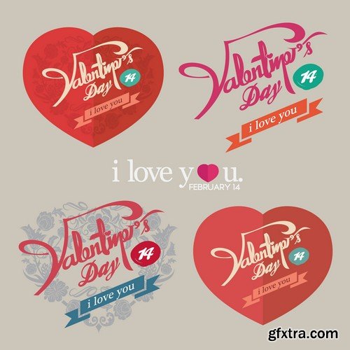 Stock Vectors - Happy Valentine's Day 6, 25xEPS