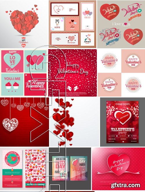 Stock Vectors - Happy Valentine's Day 6, 25xEPS