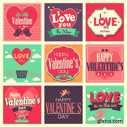 Stock Vectors - Happy Valentine's Day 6, 25xEPS