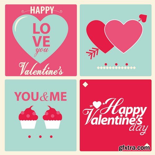 Stock Vectors - Happy Valentine's Day 6, 25xEPS