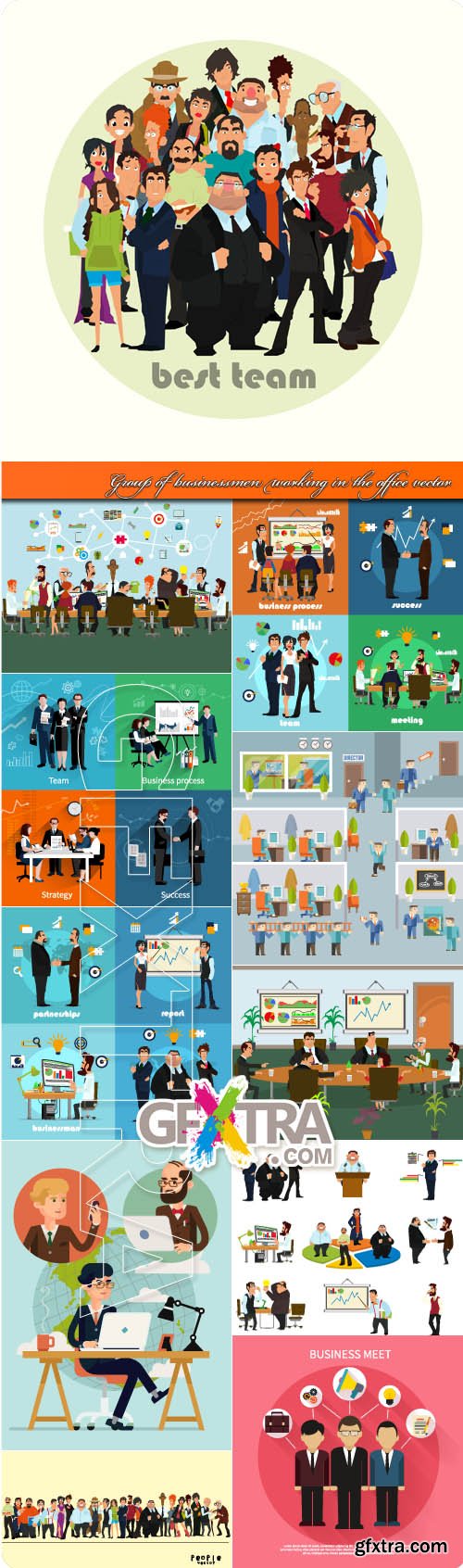 Group of businessmen working in the office vector