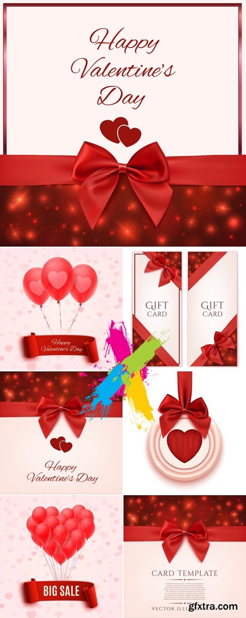 Red Valentine's Day Cards Vector