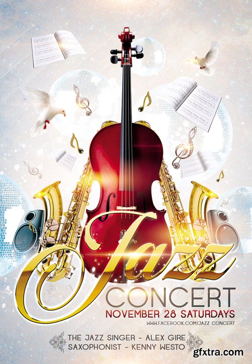 Jazz Concert Flyer PSD Template