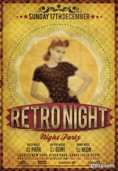 Retro Night Flyer PSD Template