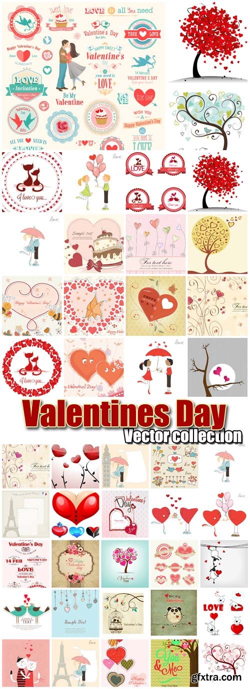 Valentine's Day Romantic Backgrounds, Hearts #15, 47xEPS