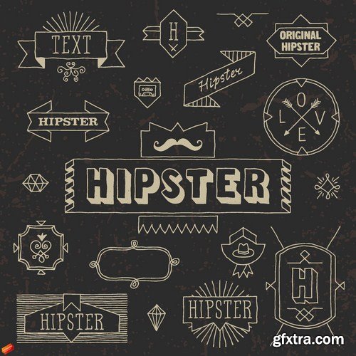 Stock Vector - Hipster Mega Set, 25EPS