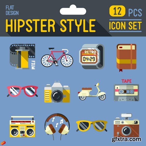 Stock Vector - Hipster Mega Set, 25EPS