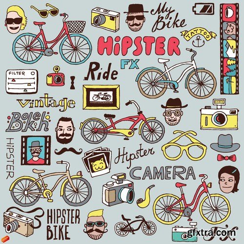 Stock Vector - Hipster Mega Set, 25EPS