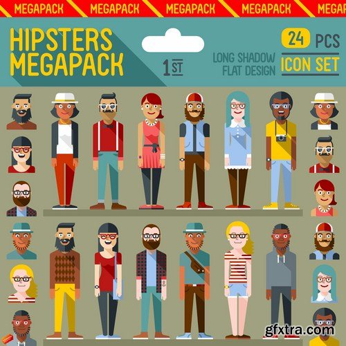 Stock Vector - Hipster Mega Set, 25EPS