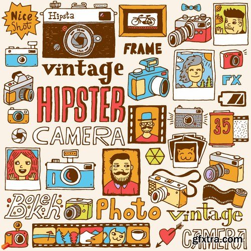 Stock Vector - Hipster Mega Set, 25EPS