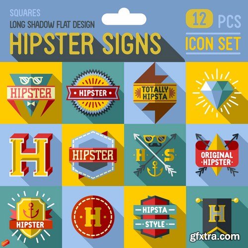 Stock Vector - Hipster Mega Set, 25EPS