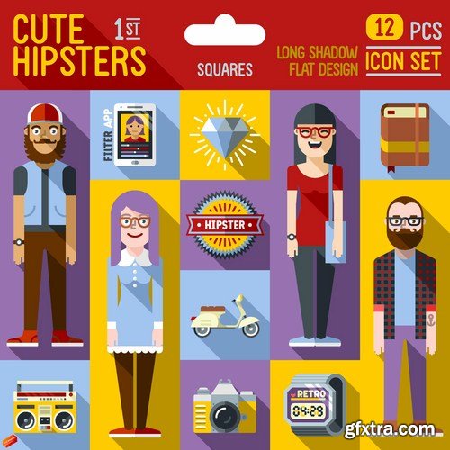 Stock Vector - Hipster Mega Set, 25EPS