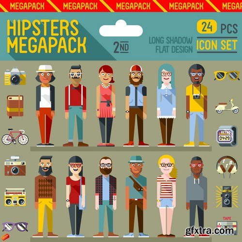 Stock Vector - Hipster Mega Set, 25EPS