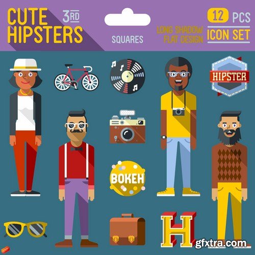 Stock Vector - Hipster Mega Set, 25EPS