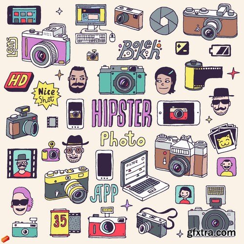 Stock Vector - Hipster Mega Set, 25EPS