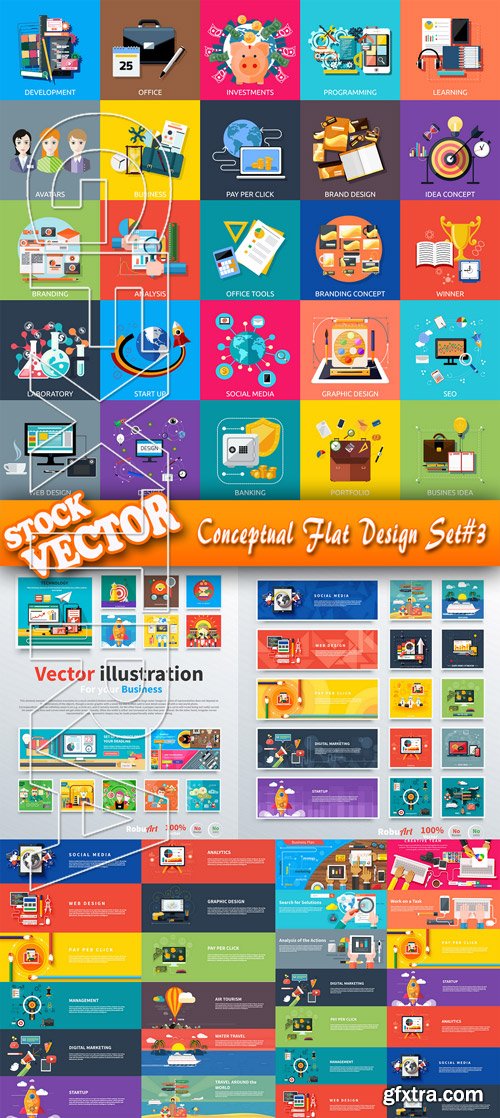 Stock Vector - Conceptual Flat Design Set#3