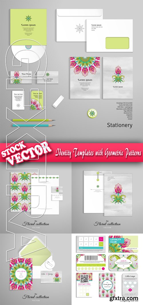 Stock Vector - Identity Templates with Geometric Patterns