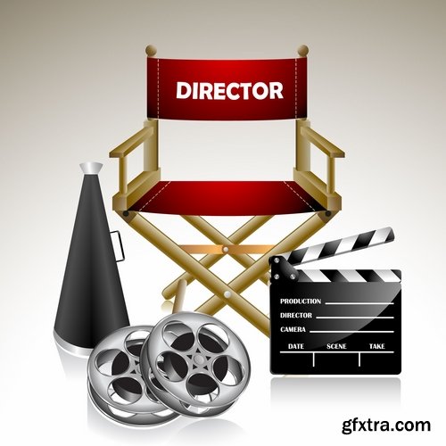 Collection of different vector picture of cinema 25 Eps