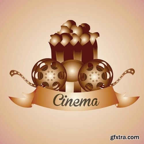 Collection of different vector picture of cinema 25 Eps