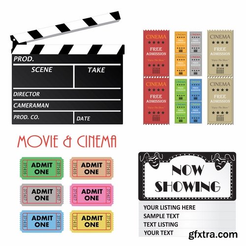 Collection of different vector picture of cinema 25 Eps