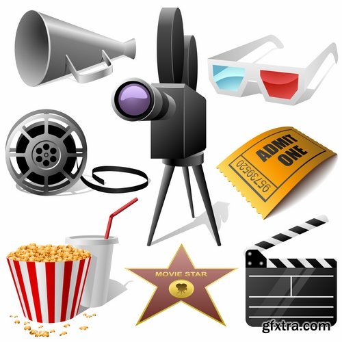 Collection of different vector picture of cinema 25 Eps