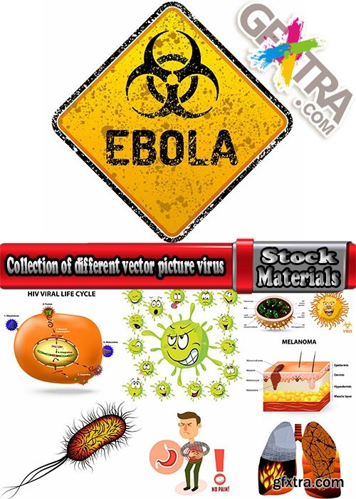 Collection of different vector picture virus 25 Eps