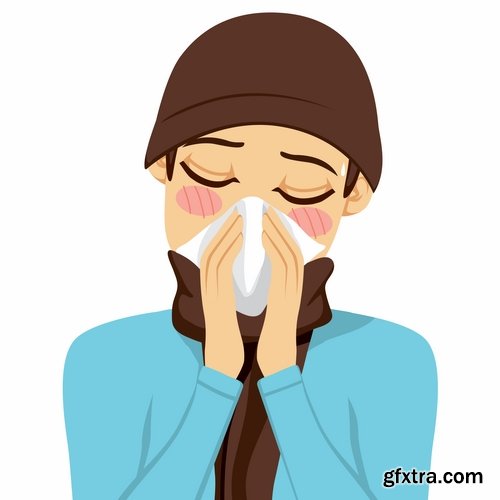 Collection of vector image colds people 25 Eps